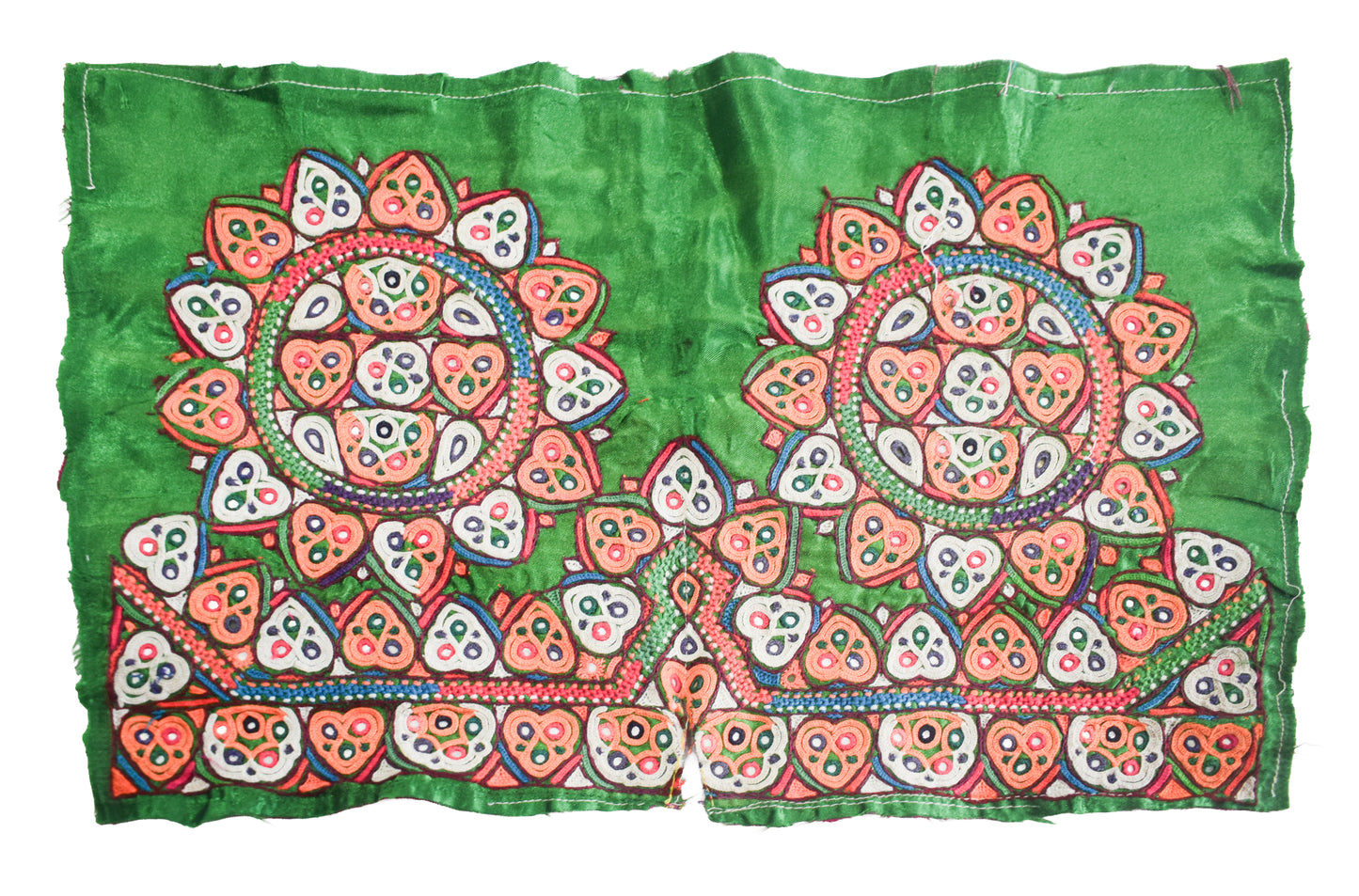 Ahir Work Silk Hand Embroidered Mirror Work Handwork Patch  - 24 cms Length    -  SKU : VA19901E