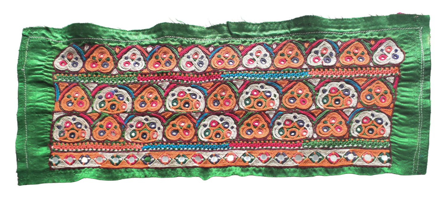 Ahir Work Silk Hand Embroidered Mirror Work Handwork Patch  - 24 cms Length    -  SKU : VA19901E