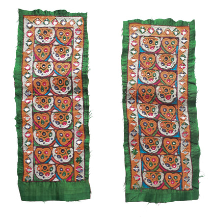 Ahir Work Silk Hand Embroidered Mirror Work Handwork Patch  - 24 cms Length    -  SKU : VA19901E