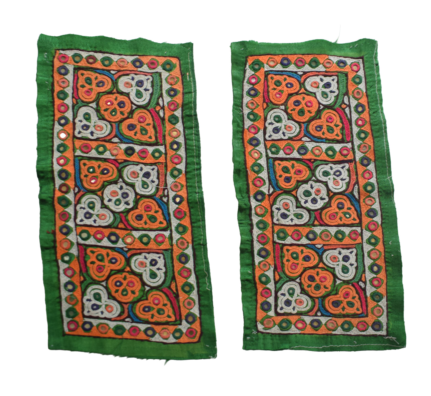 Ahir Work Silk Hand Embroidered Mirror Work Handwork Patch  - 24 cms Length    -  SKU : VA19901M