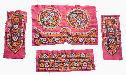 Ahir Work Silk Hand Embroidered Mirror Work Handwork Patch  - 24 cms Length    -  SKU : VA19901D