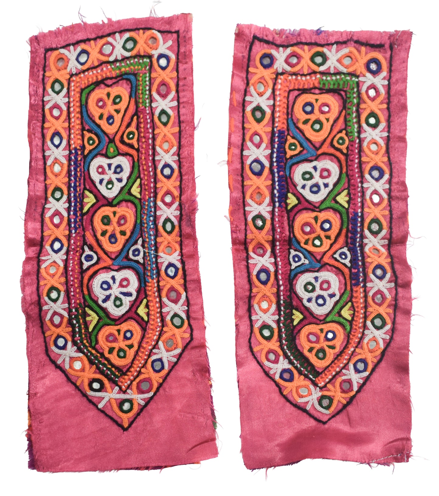 Ahir Work Silk Hand Embroidered Mirror Work Handwork Patch  - 24 cms Length    -  SKU : VA19901D