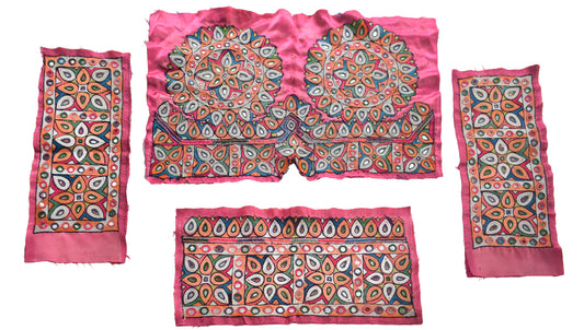 Ahir Work Silk Hand Embroidered Mirror Work Handwork Patch  - 24 cms Length    -  SKU : VA19901G