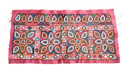 Ahir Work Silk Hand Embroidered Mirror Work Handwork Patch  - 24 cms Length    -  SKU : VA19901G