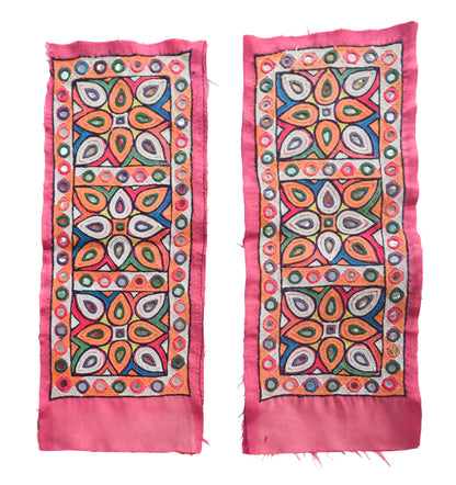 Ahir Work Silk Hand Embroidered Mirror Work Handwork Patch  - 24 cms Length    -  SKU : VA19901G