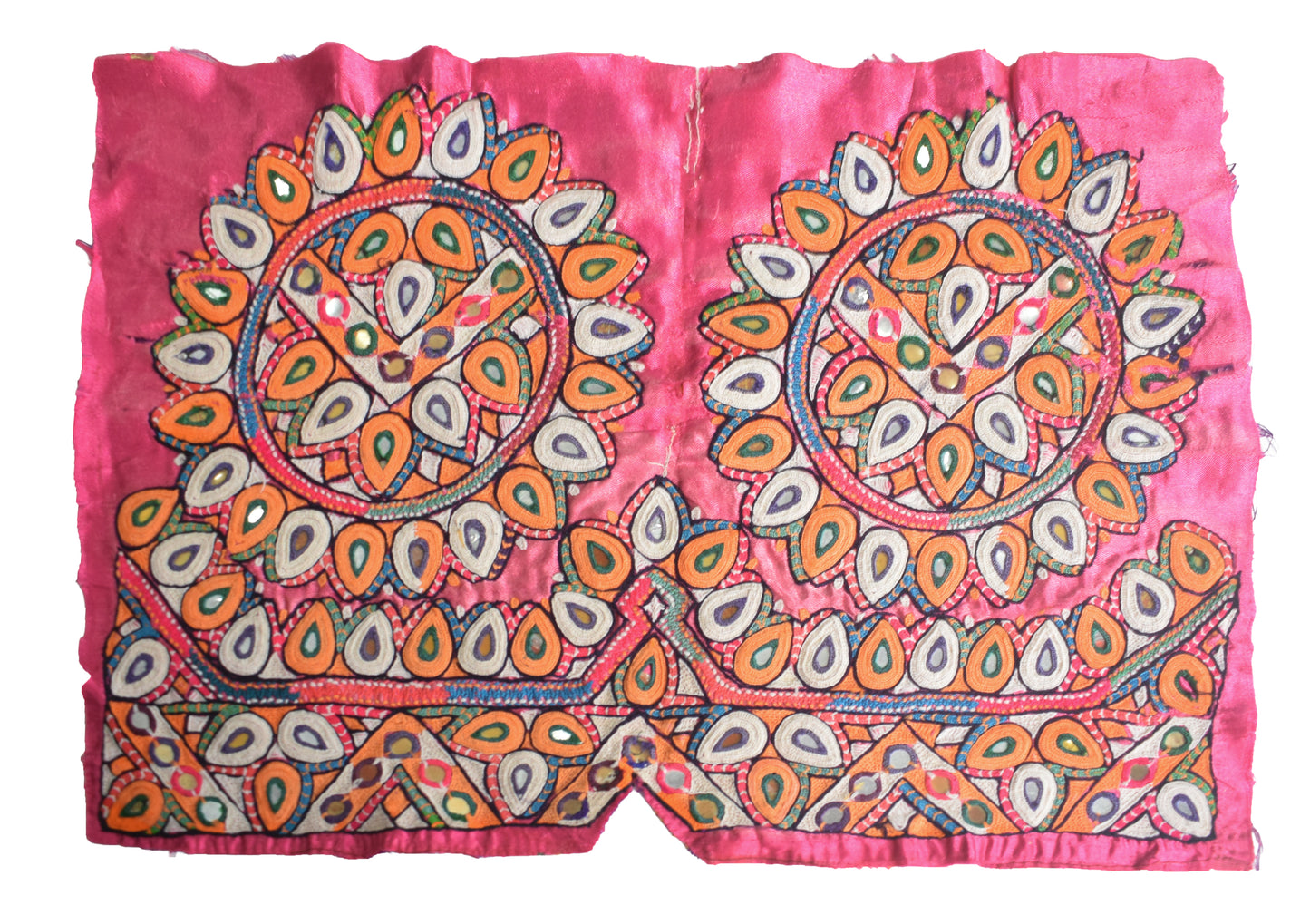 Ahir Work Silk Hand Embroidered Mirror Work Handwork Patch  - 24 cms Length    -  SKU : VA19901H