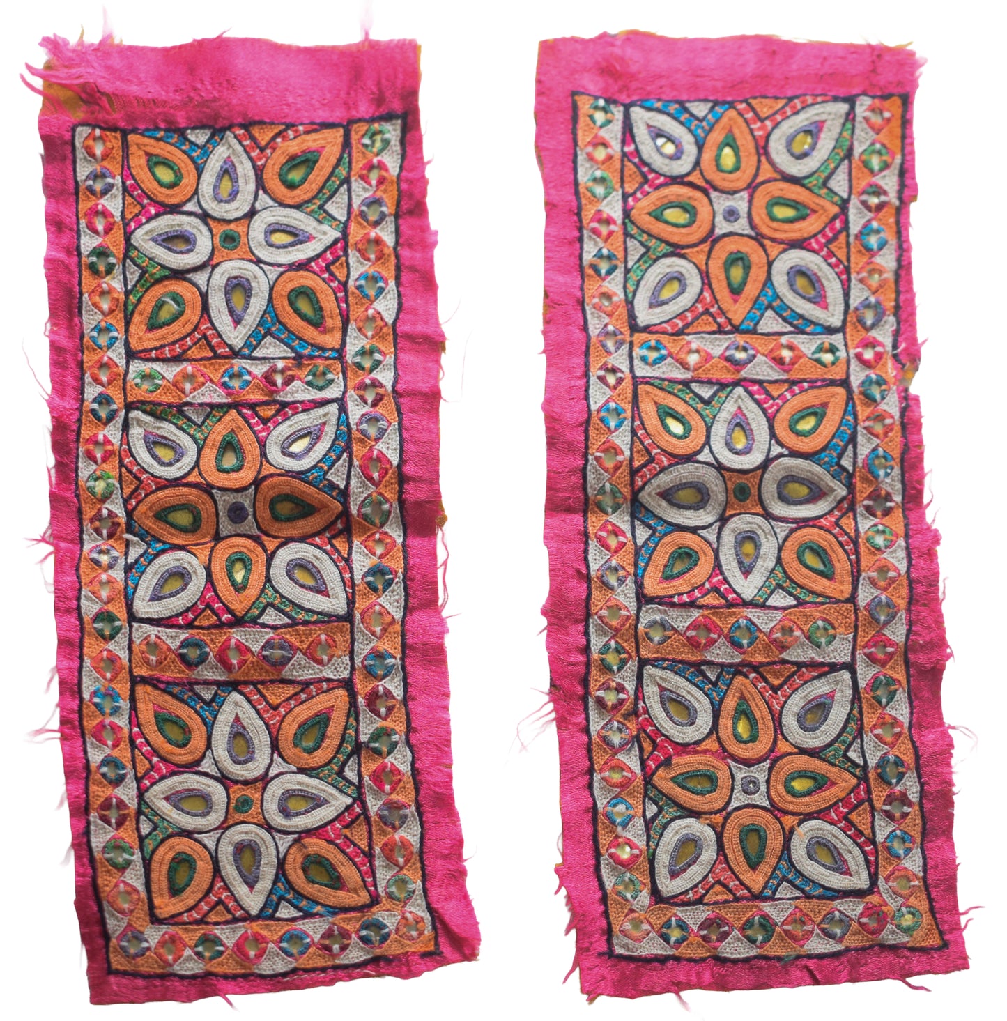 Ahir Work Silk Hand Embroidered Mirror Work Handwork Patch  - 24 cms Length    -  SKU : VA19901H