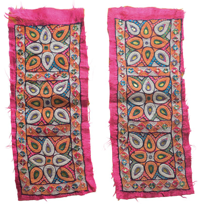 Ahir Work Silk Hand Embroidered Mirror Work Handwork Patch  - 24 cms Length    -  SKU : VA19901H