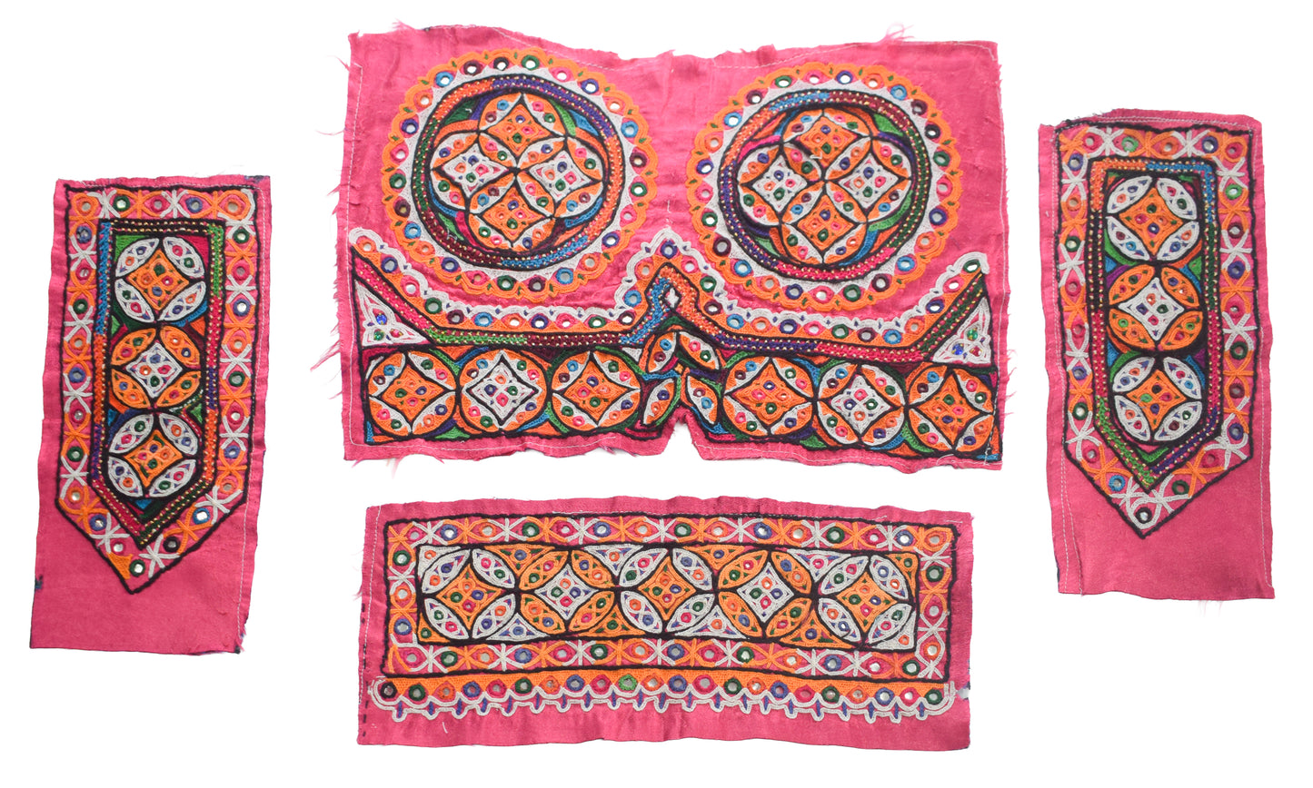 Ahir Work Silk Hand Embroidered Mirror Work Handwork Patch  - 24 cms Length    -  SKU : VA19901J