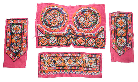 Ahir Work Silk Hand Embroidered Mirror Work Handwork Patch  - 24 cms Length    -  SKU : VA19901J