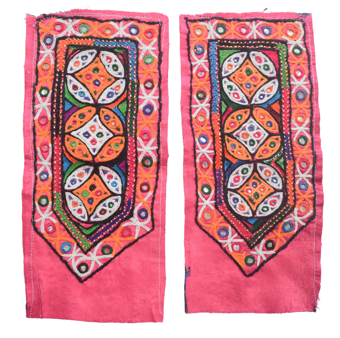 Ahir Work Silk Hand Embroidered Mirror Work Handwork Patch  - 24 cms Length    -  SKU : VA19901J
