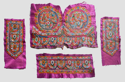 Ahir Work Silk Hand Embroidered Mirror Work Handwork Patch  - 24 cms Length    -  SKU : VA19901L