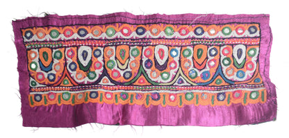 Ahir Work Silk Hand Embroidered Mirror Work Handwork Patch  - 24 cms Length    -  SKU : VA19901L