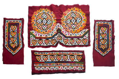 Ahir Work Silk Hand Embroidered Mirror Work Handwork Patch  - 24 cms Length    -  SKU : VA19901I