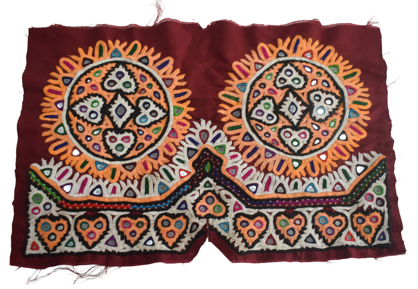 Ahir Work Silk Hand Embroidered Mirror Work Handwork Patch  - 24 cms Length    -  SKU : VA19901I