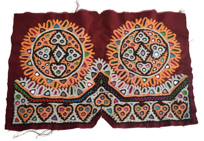 Ahir Work Silk Hand Embroidered Mirror Work Handwork Patch  - 24 cms Length    -  SKU : VA19901I