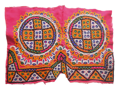 Ahir Work Silk Hand Embroidered Mirror Work Handwork Patch  - 24 cms Length    -  SKU : VA19901B