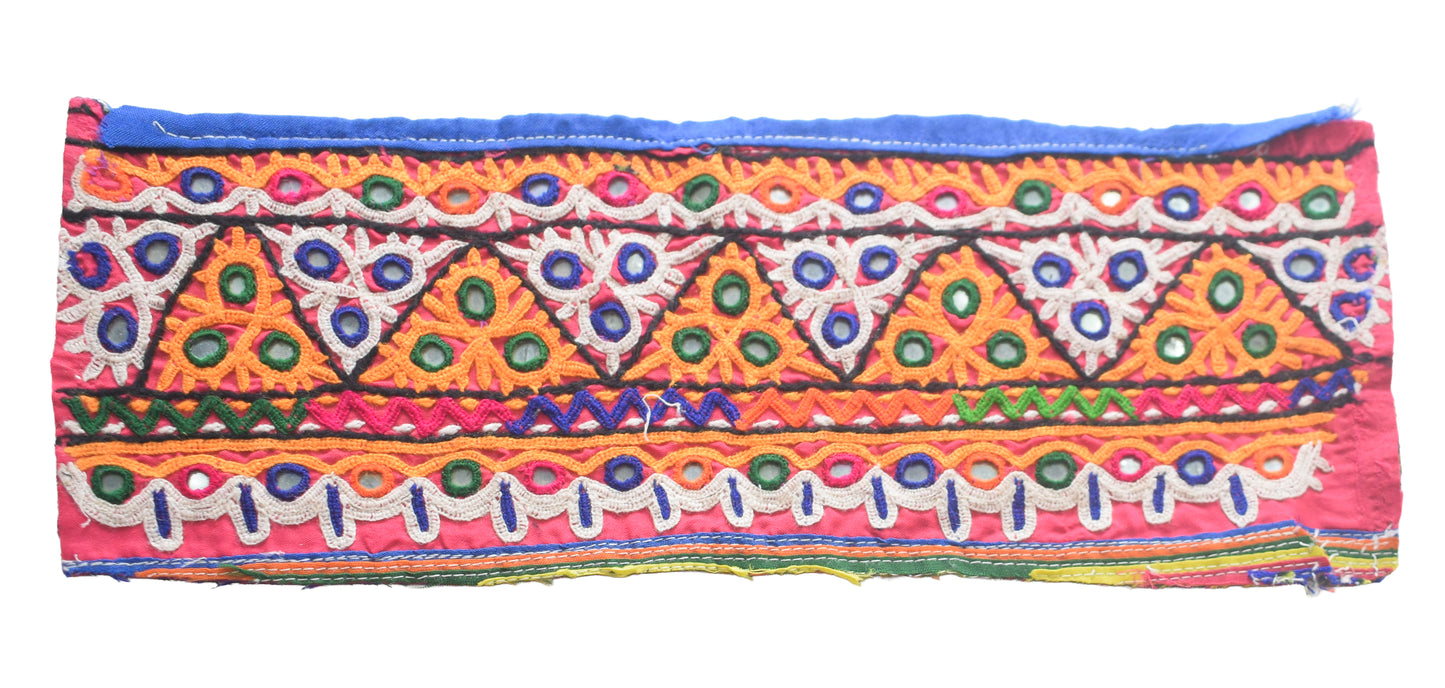 Ahir Work Silk Hand Embroidered Mirror Work Handwork Patch  - 24 cms Length    -  SKU : VA19901B