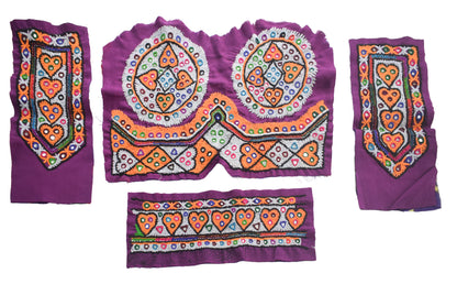 Ahir Work Silk Hand Embroidered Mirror Work Handwork Patch  - 24 cms Length    -  SKU : VA19901K