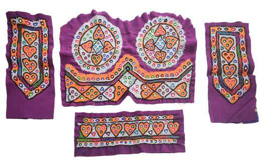 Ahir Work Silk Hand Embroidered Mirror Work Handwork Patch  - 24 cms Length    -  SKU : VA19901K