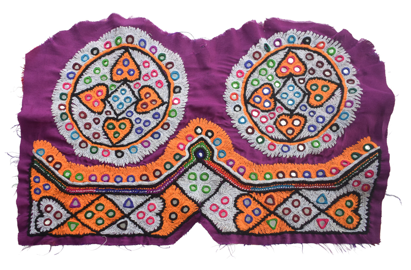 Ahir Work Silk Hand Embroidered Mirror Work Handwork Patch  - 24 cms Length    -  SKU : VA19901K