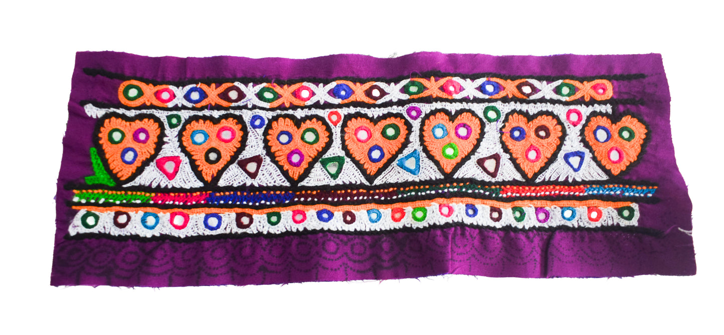 Ahir Work Silk Hand Embroidered Mirror Work Handwork Patch  - 24 cms Length    -  SKU : VA19901K