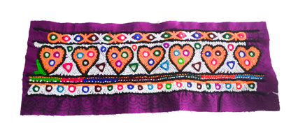 Ahir Work Silk Hand Embroidered Mirror Work Handwork Patch  - 24 cms Length    -  SKU : VA19901K