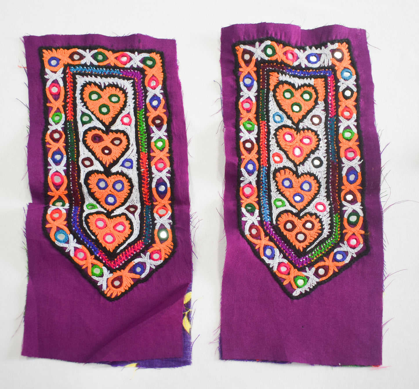 Ahir Work Silk Hand Embroidered Mirror Work Handwork Patch  - 24 cms Length    -  SKU : VA19901K