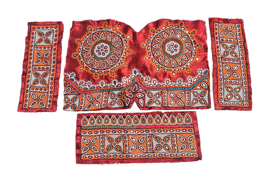 Ahir Work Silk Hand Embroidered Mirror Work Handwork Patch  - 24 cms Length    -  SKU : VA19901A