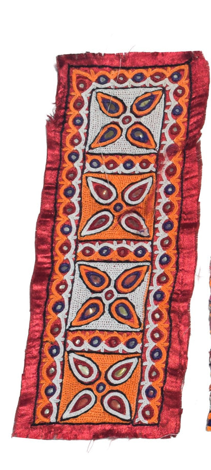 Ahir Work Silk Hand Embroidered Mirror Work Handwork Patch  - 24 cms Length    -  SKU : VA19901A