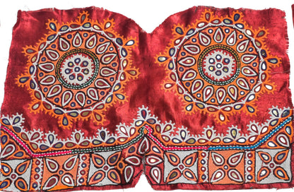 Ahir Work Silk Hand Embroidered Mirror Work Handwork Patch  - 24 cms Length    -  SKU : VA19901A