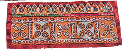 Ahir Work Silk Hand Embroidered Mirror Work Handwork Patch  - 24 cms Length    -  SKU : VA19901A