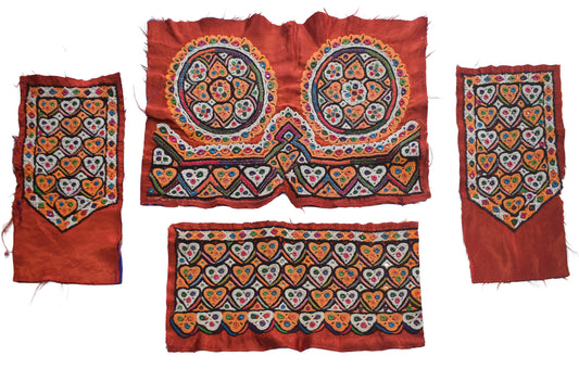 Ahir Work Silk Hand Embroidered Mirror Work Handwork Patch  - 24 cms Length    -  SKU : VA19901F