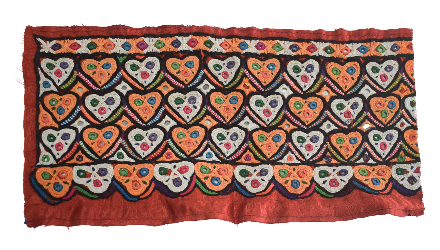 Ahir Work Silk Hand Embroidered Mirror Work Handwork Patch  - 24 cms Length    -  SKU : VA19901F