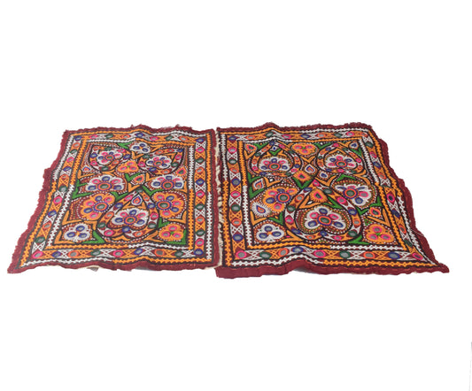 Ahir Work Cotton Hand Embroidered Mirror Work Handwork Patch  - 37 cms Length    -  SKU : VS01A02A