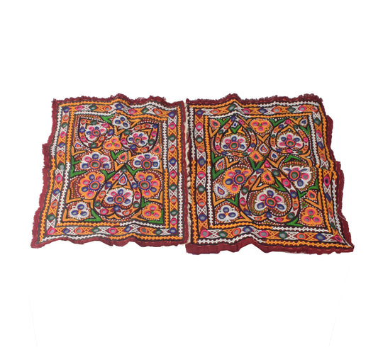 Ahir Work Cotton Hand Embroidered Mirror Work Handwork Patch  - 37 cms Length    -  SKU : VS01A02A