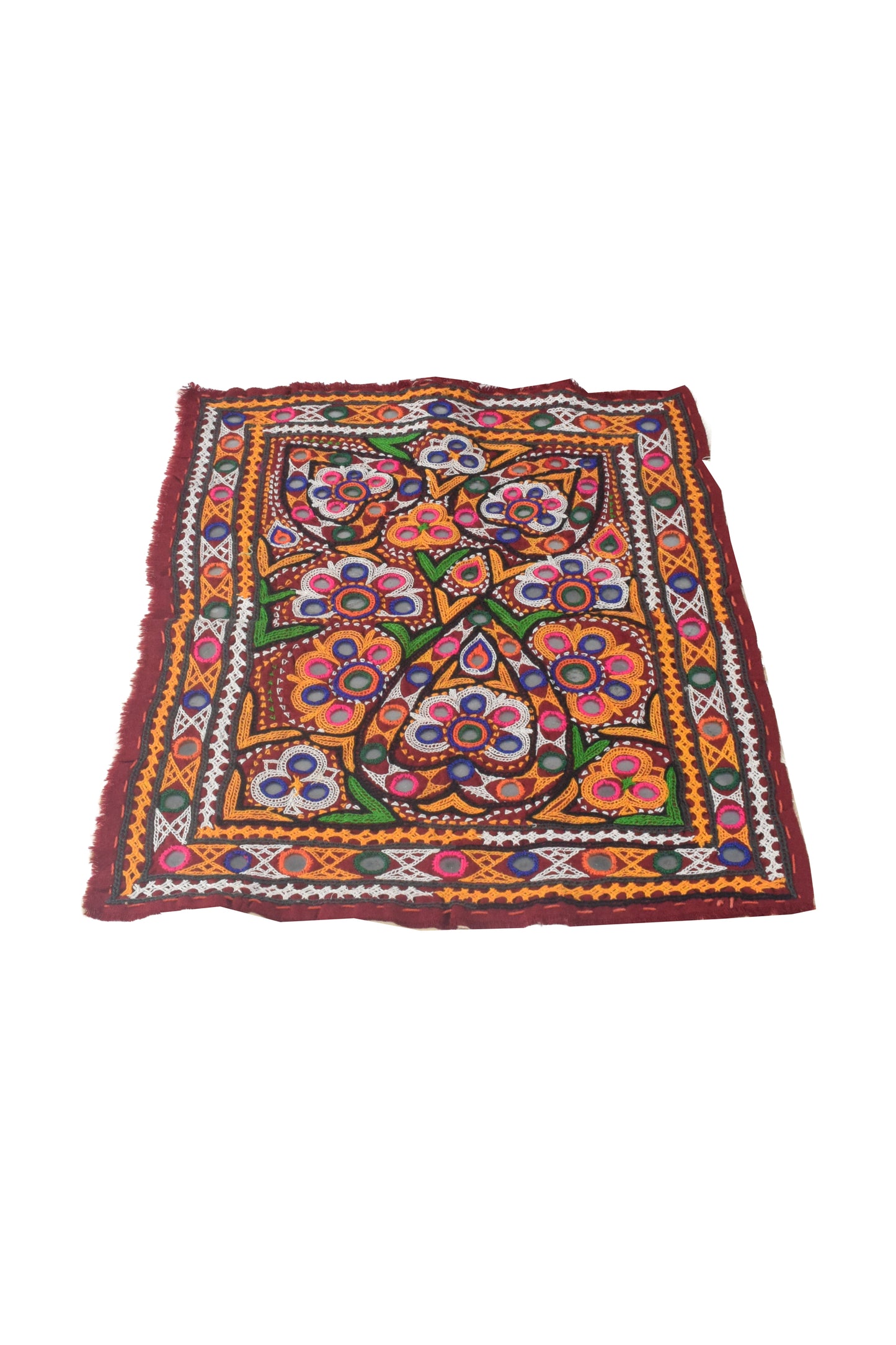 Ahir Work Cotton Hand Embroidered Mirror Work Handwork Patch  - 37 cms Length    -  SKU : VS01A02A