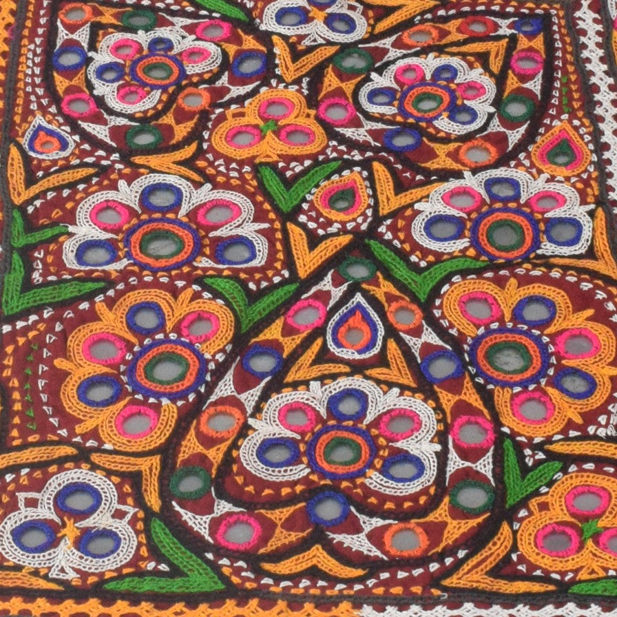 Ahir Work Cotton Hand Embroidered Mirror Work Handwork Patch  - 37 cms Length    -  SKU : VS01A02A