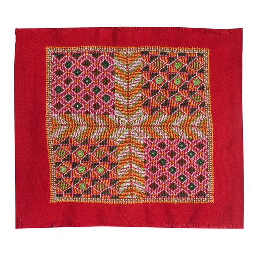 Jat Work Cotton Hand Embroidered Mirror Work Handwork Patch  - 19 cms Length    -  SKU : AB12302A