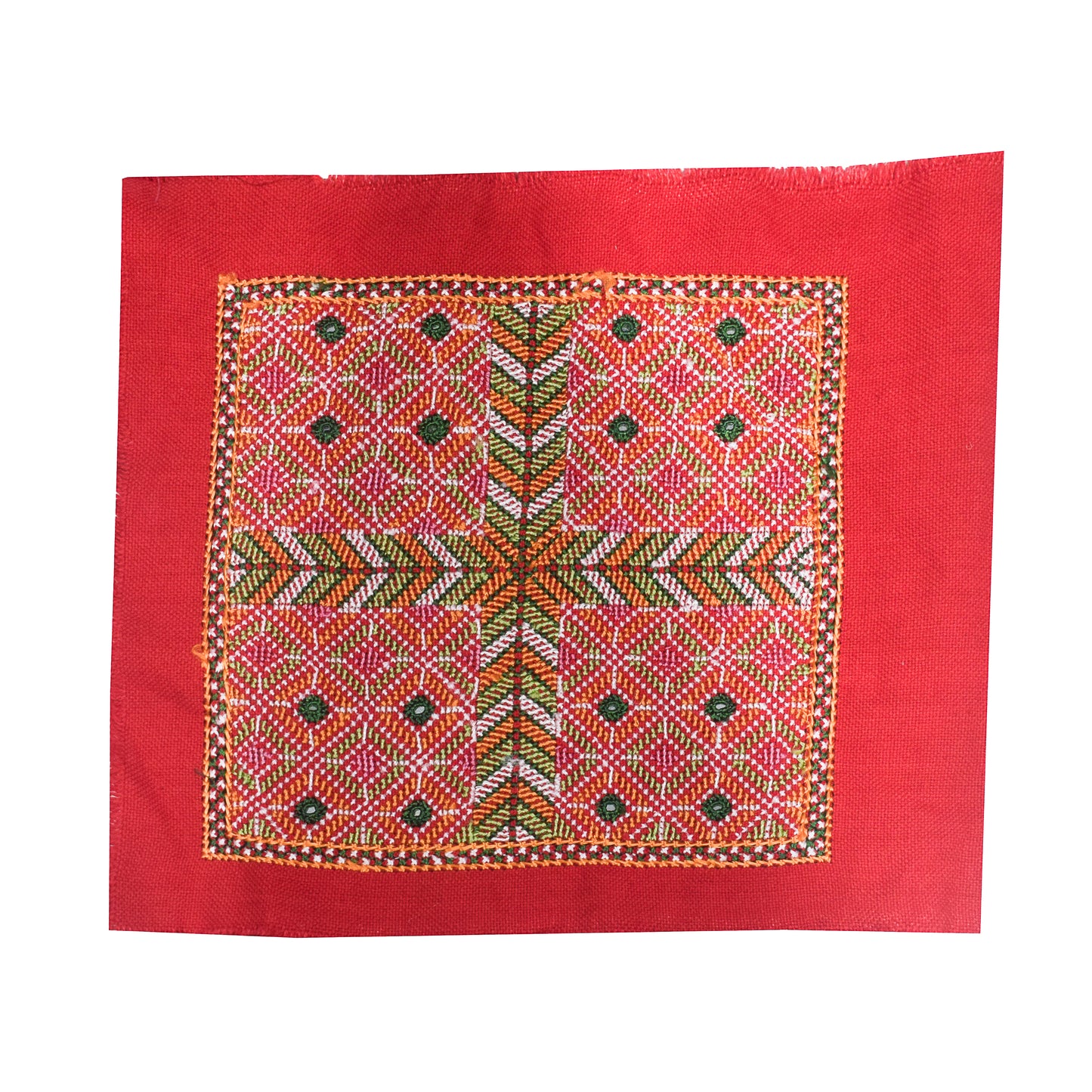 Jat Work Cotton Hand Embroidered Mirror Work Handwork Patch  - 19 cms Length    -  SKU : AB12302D