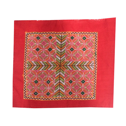 Jat Work Cotton Hand Embroidered Mirror Work Handwork Patch  - 19 cms Length    -  SKU : AB12302D