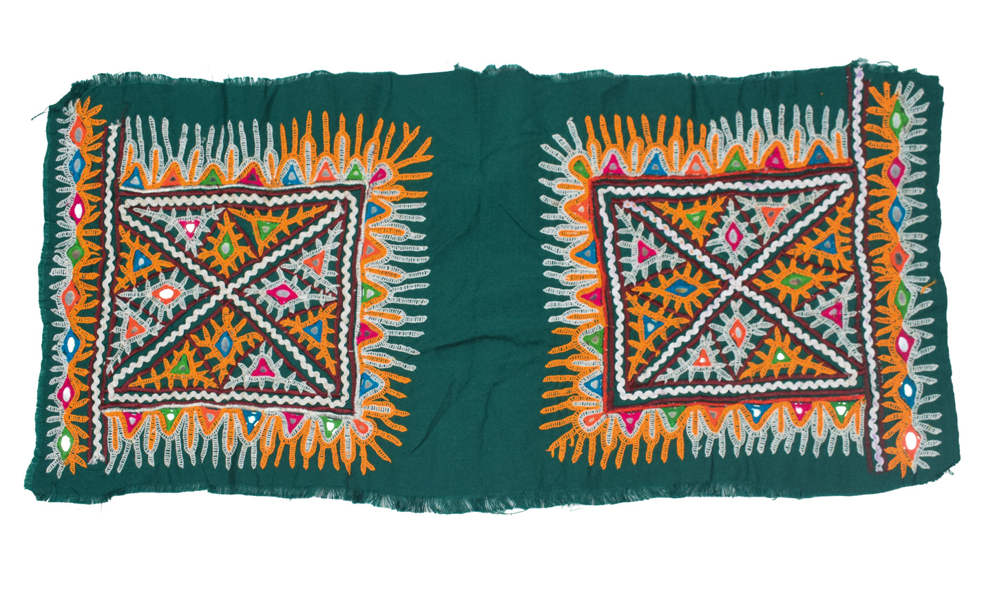 Ahir Work Cotton Hand Embroidered Mirror Work Handwork Patch  - 20 cms Length   -  SKU : VS15501A