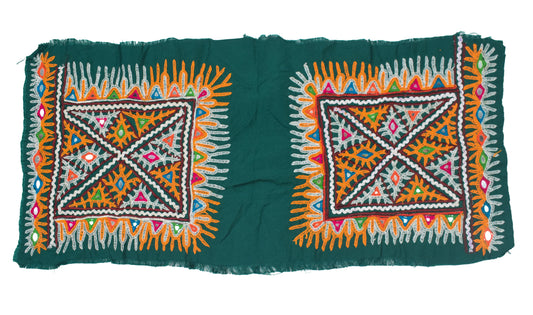 Ahir Work Cotton Hand Embroidered Mirror Work Handwork Patch  - 20 cms Length   -  SKU : VS15501A