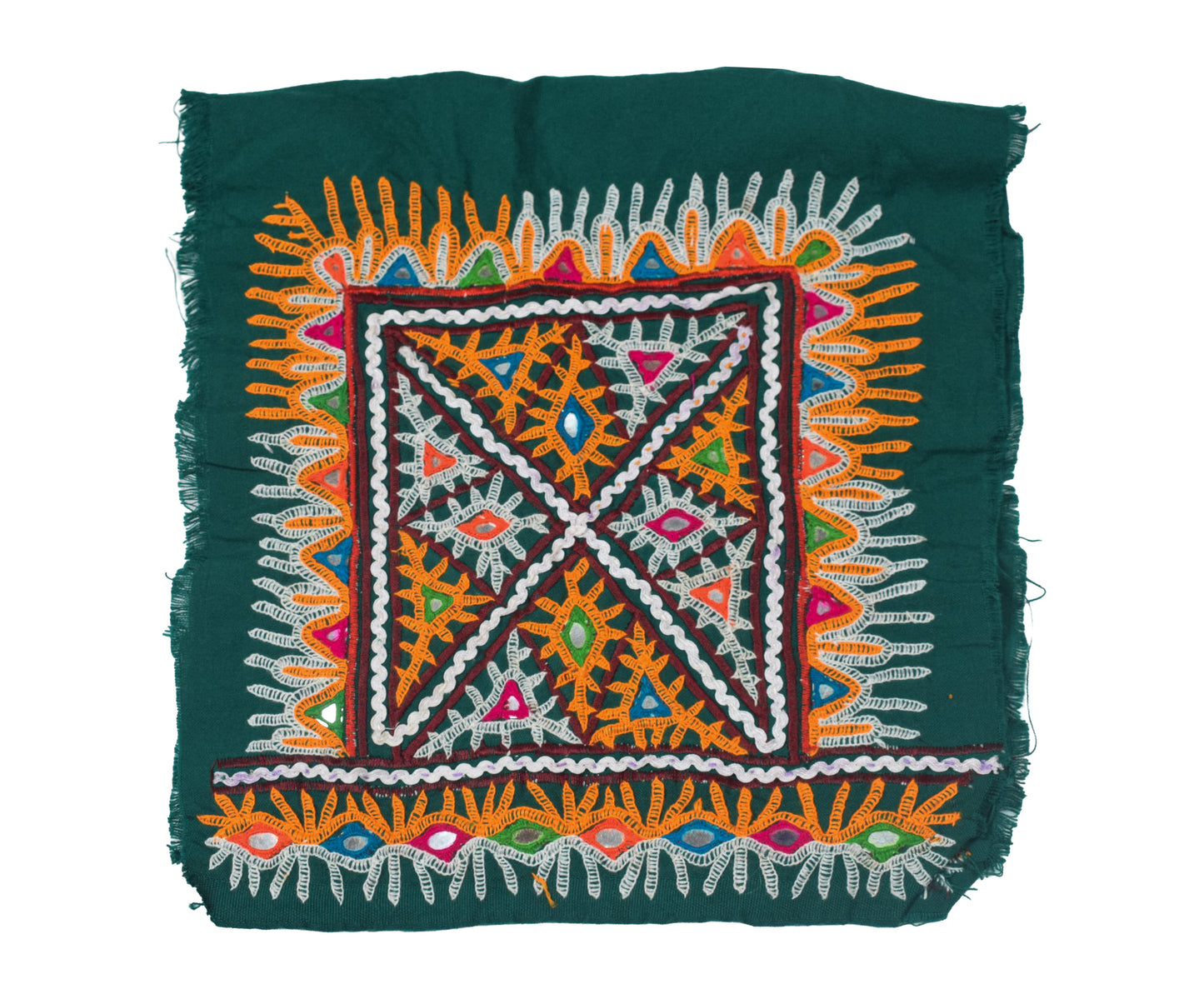 Ahir Work Cotton Hand Embroidered Mirror Work Handwork Patch  - 20 cms Length   -  SKU : VS15501A