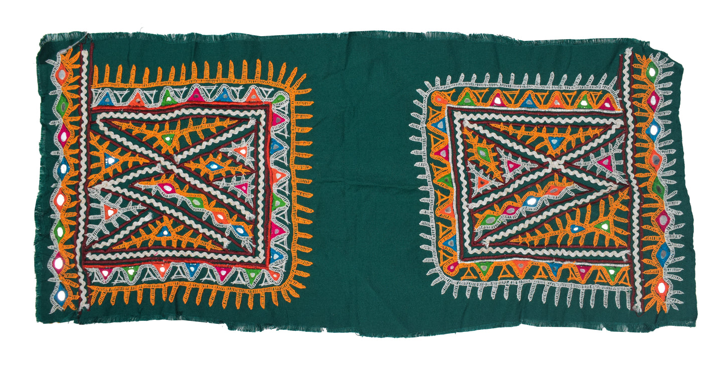 Ahir Work Cotton Hand Embroidered Mirror Work Handwork Patch  - 20 cms Length   -  SKU : VS15501B