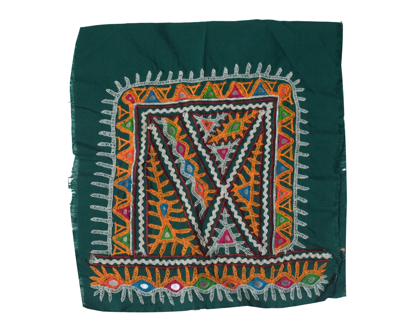 Ahir Work Cotton Hand Embroidered Mirror Work Handwork Patch  - 20 cms Length   -  SKU : VS15501B