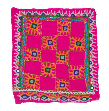 Ahir Work Cotton Hand Embroidered Mirror Work Handwork Patch  - 18 cms Length   -  SKU : VS15502A
