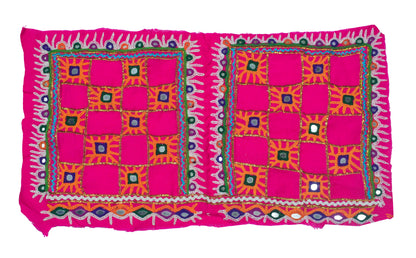 Ahir Work Cotton Hand Embroidered Mirror Work Handwork Patch  - 18 cms Length   -  SKU : VS15502A