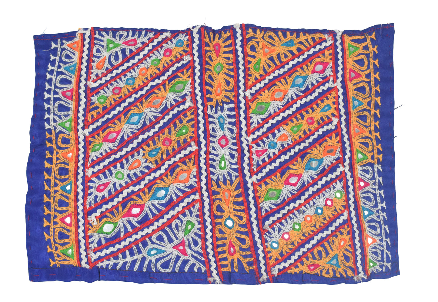 Ahir Work Cotton Hand Embroidered Mirror Work Handwork Patch  - 24 cms Length   -  SKU : VS15503A