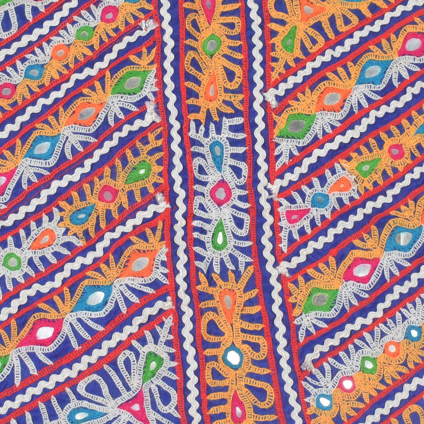Ahir Work Cotton Hand Embroidered Mirror Work Handwork Patch  - 24 cms Length   -  SKU : VS15503A